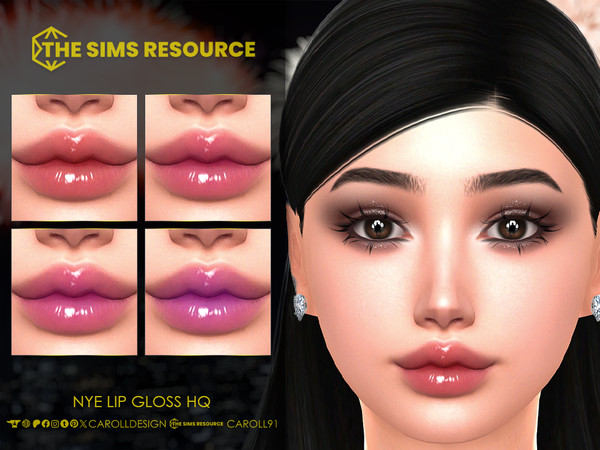 Sims 4 — NYE Lip Gloss by Caroll912 — A 4-swatch jelly-style lip gloss in the shades of red, pink and purple. The gloss