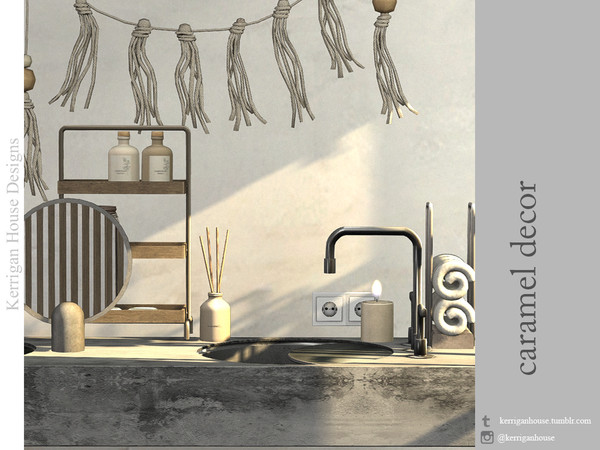 Sims 4 — Caramel Decor by kerriganhouse — A minimalist bathroom decor set.