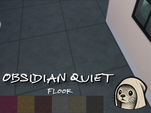 Sims 4 — Obsidian Quiet Floor by caroukid — A deep, charcoal-toned floor with subtle weathering and soft edge shading.
