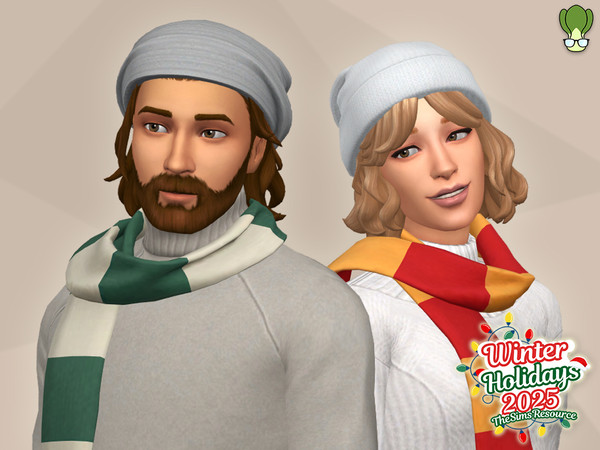 Sims 4 — Striped Pattern Wool Scarf Set - Winter Holidays 2025 by kapakijo — Unisex wool scarf with striped pattern