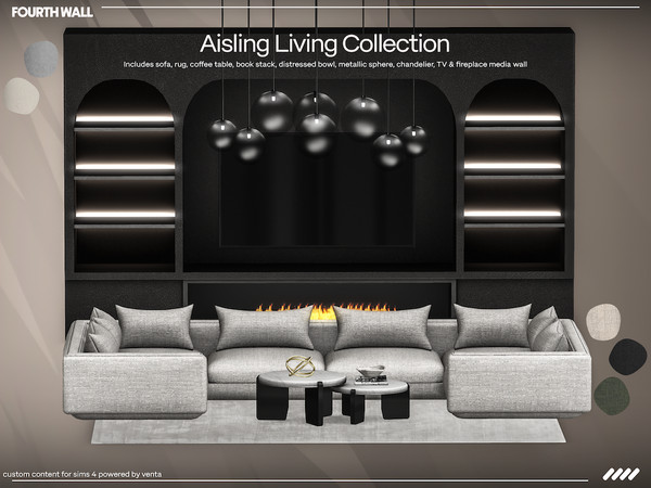Sims 4 — Fourth Wall - Aisling Stacked Books by VentaStudio — Includes: