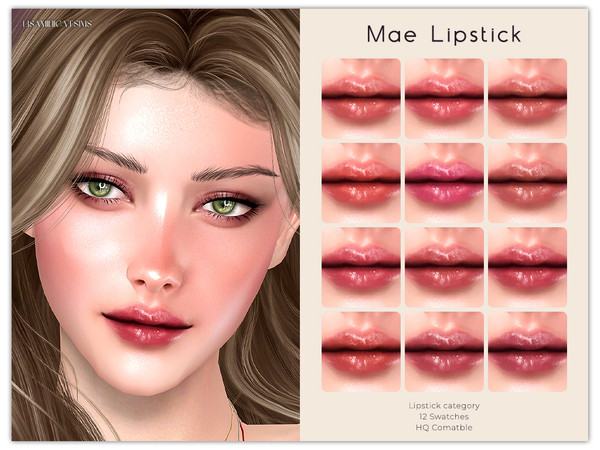 Sims 4 — LMCS Mae Lipstick by Lisaminicatsims — -Lipstick category -HQ comatble -12 swatches