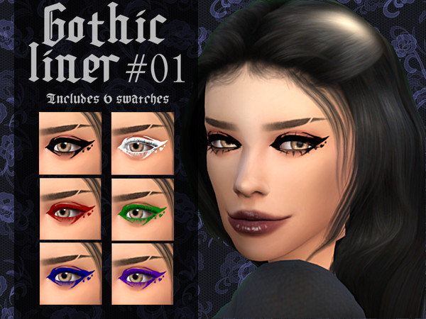 Sims 4 — Gothic Liner N01 by _alttrait_ — A cool graphic eyeliner perfect for a more subtle, gothic look! Eyeliner comes