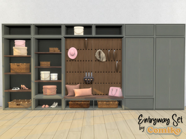 Sims 4 — Entryway Set Part 2 by Comiko — Part 2 - Entryway Set is base game compatible and consist of 7 items - Rug, Tall