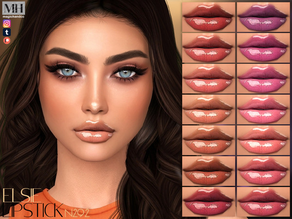 Sims 4 — Elsie Lipstick N292 by MagicHand — Lipgloss in 16 colors - HQ Compatible.