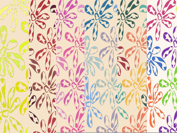 Sims 4 — Boheme Petals Wallpaper by gokcemsims — Boho-style floral wallpaper with a hand-painted look.