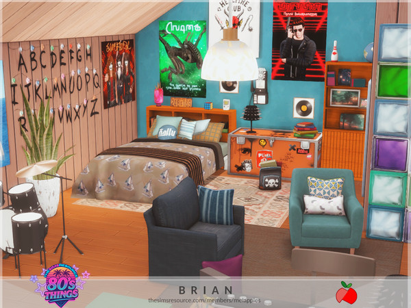 Sims 4 — 80s THINGS - Brian bedroom by melapples — a retro bedroom filled with posters. enjoy! 7x8