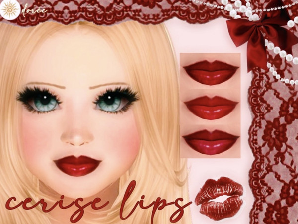 Sims 4 — cerise lips - doree by doreesims — a beautiful gloss that is made to flatter darker skintones (may look