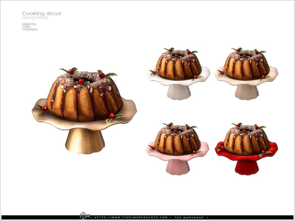 Sims 4 — Cooking decor - christmas cake by Severinka_ — Cooking decor set for kitchen decoration. Part 3 - 8 items: