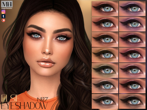 Sims 4 — Elsie Eyeshadow N127 by MagicHand — Winged Eye Makeup in 16 colors - HQ Compatible.