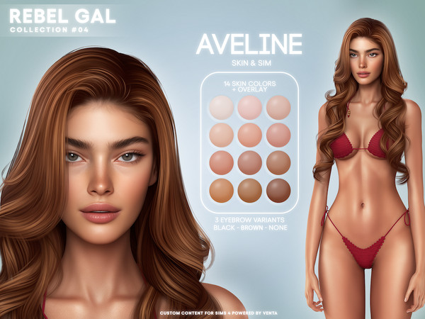 Sims 4 — Rebel Gal - Aveline Skin by VentaStudio — 42 Swatches
