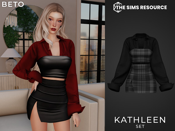 Sims 4 — Kathleen (Set) by Beto_ae0 — A slightly gothic and alternative dress for girls, enjoy it!