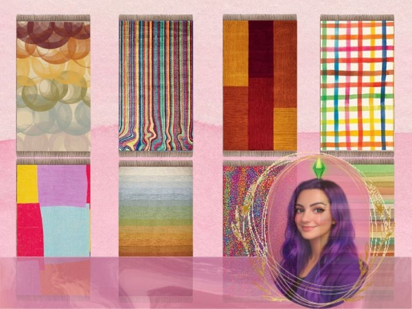 Sims 4 — Modern Boho Kilim Set by gokcemsims — Bring warmth and color into your sims homes with the modern boho kilim