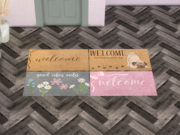 Sims 4 — Pretty Welcome Mats by jessbtlrr — Add a cute and welcoming touch to your entryways with this Pretty Welcome