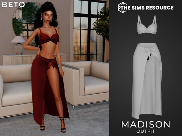 Sims 4 — Madison (Set) by Beto_ae0 — Two-piece swimsuit with a long sarong, enjoy!