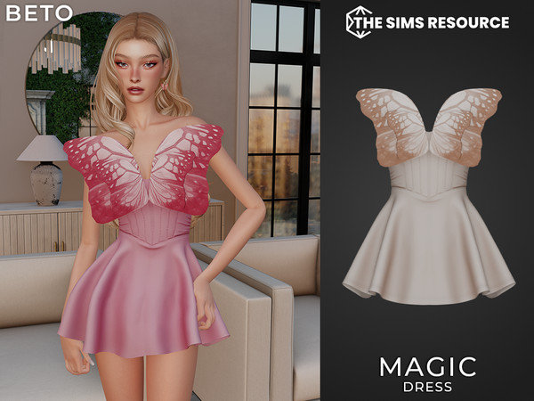 Sims 4 — Magic (Dress) by Beto_ae0 — A cute dress with wings, perfect for fairies.