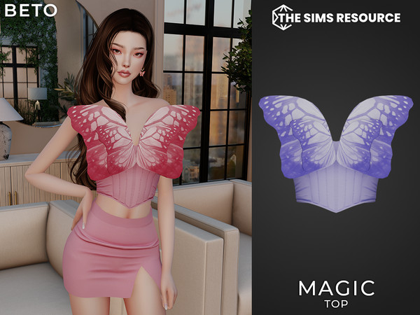Sims 4 — Magic (Top) by Beto_ae0 — Cute blouse with wings, perfect for fairies