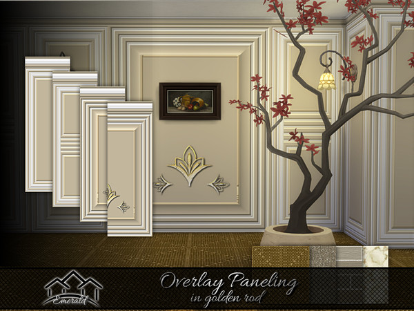 Sims 4 — Overlay Paneling in golden rod by Emerald — Overlay paneling frequently used at dining rooms,living rooms,