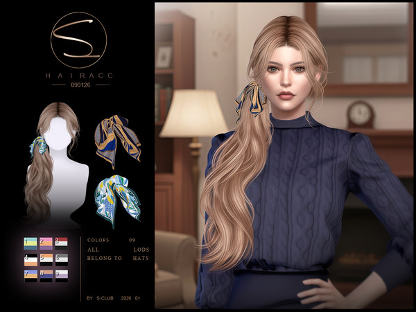 Sims 4 — S-Club_090126 HairACC by S-Club — Head Scarf hope you like, thank you.