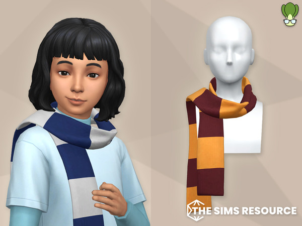 Sims 4 — Striped Pattern Wool Scarf - Child by kapakijo — Striped pattern wool scarf & knitted wool beanie for