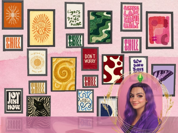 Sims 4 — Graphic Tones Wall Art by gokcemsims — This project adds a graphic-style decorative wall art set for Build,Buy