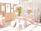 Sims 4 — Luar Bedroom by BlusterSims — The Luar Bedroom is a soft, airy retreat with blush tones, warm wood accents, and