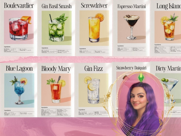 Sims 4 — Cocktail Art by gokcemsims — Decorative cocktail-themed wall art for modern interiors.