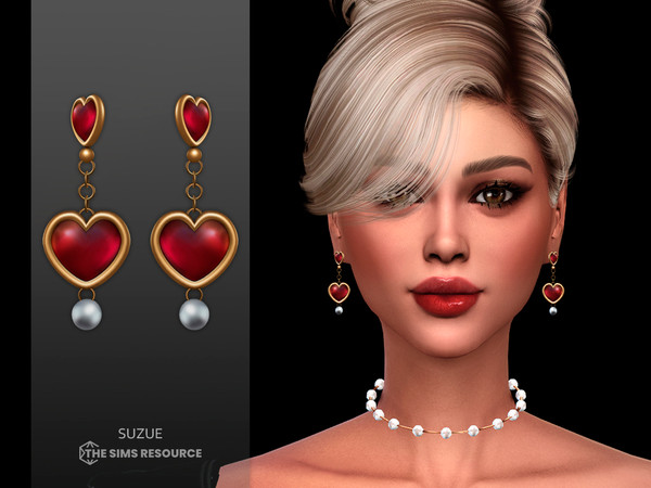Sims 4 — Alma Earrings V2 by Suzue — New Mesh (Suzue)