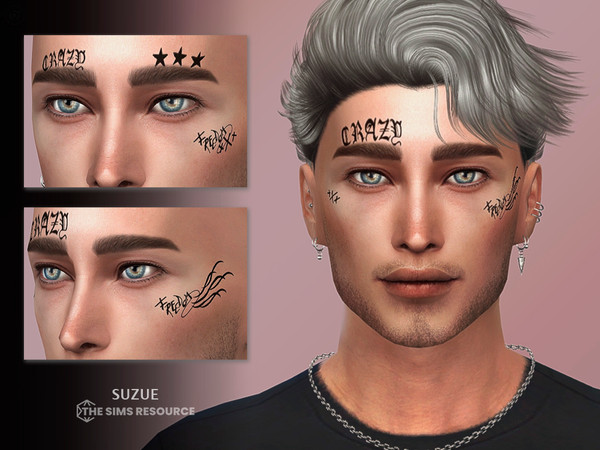 Sims 4 — Crazy Face Tattoo N48 by Suzue — 12 Swatches