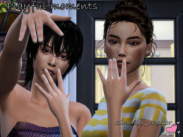 Sims 4 — Playful moments by Simmer_creator9 — 6 poses No need any of CC Teleporter & Pose Player required Terms of