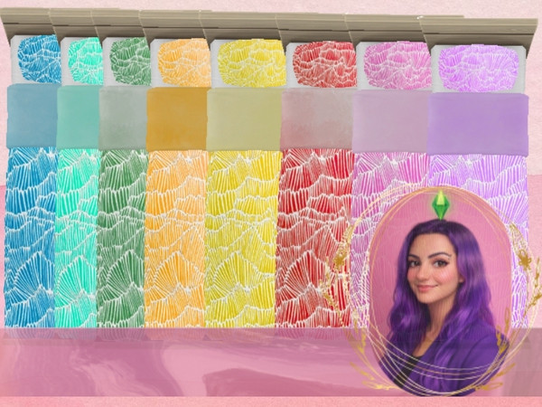 Sims 4 — Petal Wave Bedding (Single) by gokcemsims — Soft petal inspired patterns to bring color and comfort to your Sims