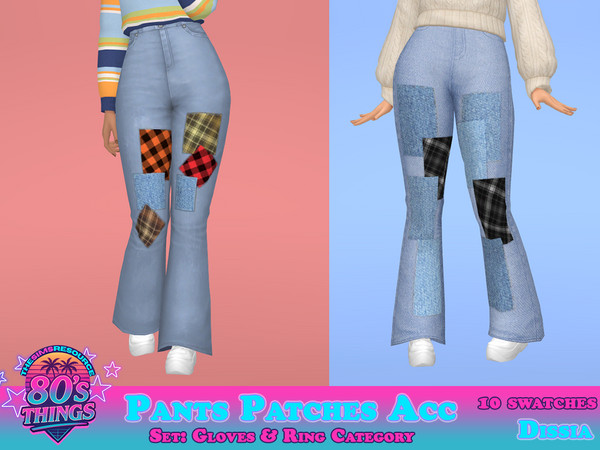 Sims 4 — Pants Patches Accessory Set by Dissia — Accessory patches on pants to cover holes or add some style