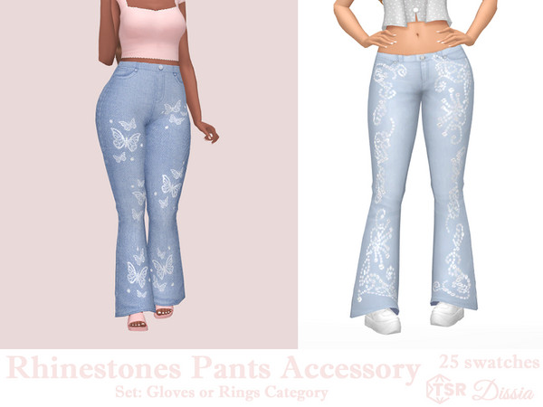 Sims 4 — Rhinestones Pants Accessory Set by Dissia — Five shiny rhinestones shapes for your sim pants