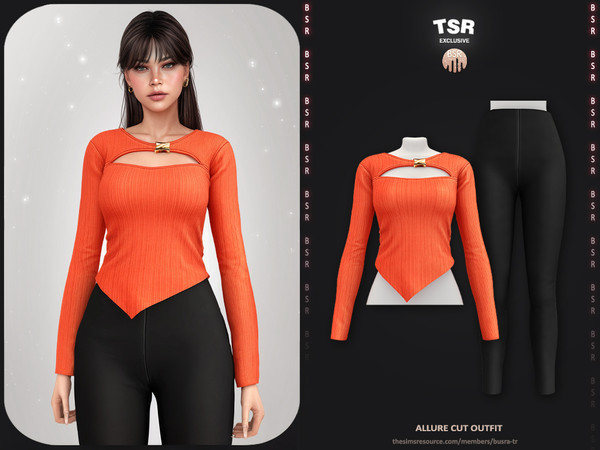 Sims 4 — SET-Allure Cut Outfit - BD1653 by busra-tr — - Set Inclued : Top - Legging - 10 Swatches - For Female (Teen to