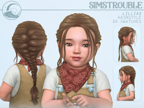 Sims 4 — Lillias Hair Set - 4 Bangs Variations by simstrouble — A French braid with four bangs variations Base Game