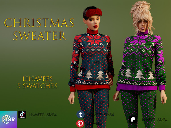 Sims 4 — CHRISTMAS SWEATER by linavees — New Mesh