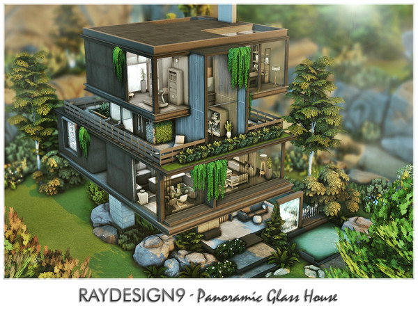 Sims 4 — Panoramic Glass House by RayDesign9 — I build this house in Brindletown Bay, 20x30 lot size with 4 floors. This