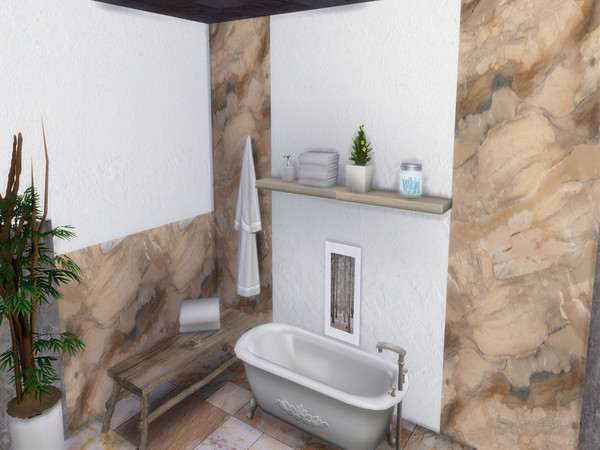 Sims 4 — Marble Combi Tile Walls by lavilikesims — 3 colour Marble wall (beige, brown and white) with plaster feature,