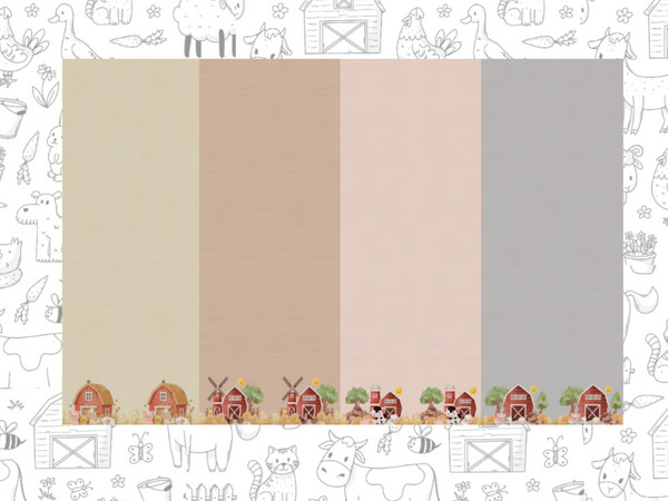 Sims 4 — Day at the Farm Wallpaper by jessbtlrr — Kids room wallpaper featuring soft farm & barn graphics along the