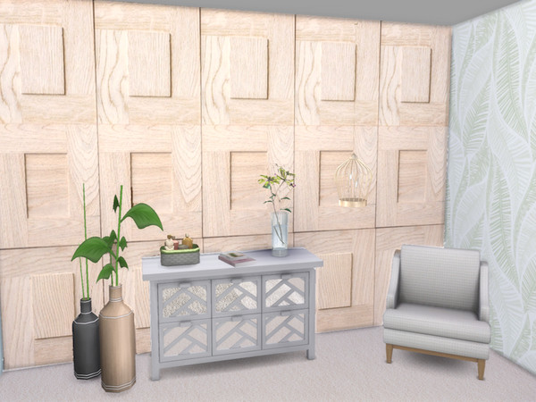 Sims 4 — Frame Panel Wood Wall by lavilikesims — A wood wall in three colours, 4 designs, all size walls