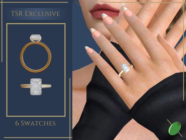 Sims 4 — Stephanie Engagement Ring by Pitted0live — Radiant cut large diamond engagement ring Custom catalog image