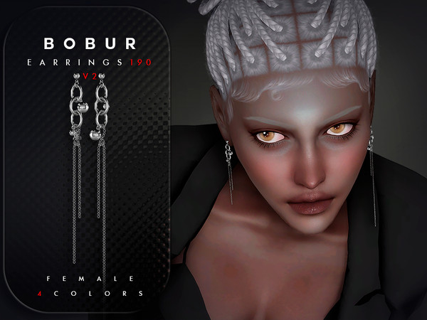 Sims 4 — Chain Drop Earrings V2 by Bobur2 — Please, before writing where I can download this hair, please take a look at