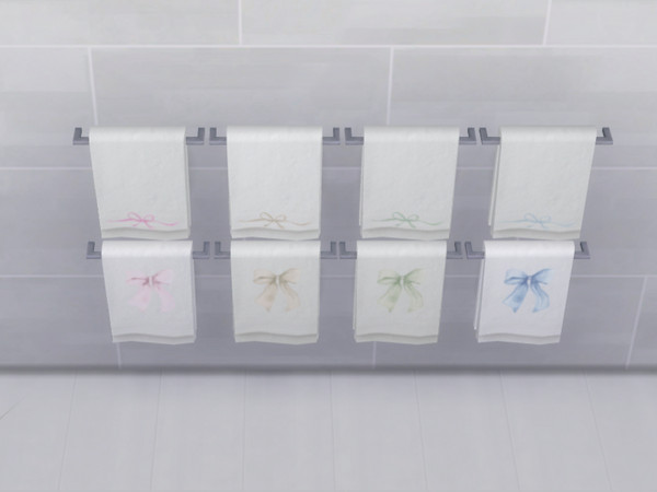 Sims 4 — Bow Towels by jessbtlrr — A cute and cozy towel set featuring sweet bow accents! Perfect for soft, feminine