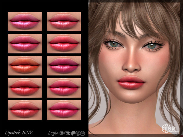 Sims 4 — Lipstick N272 by Layla — Female Glossy Lipstick Previews were made using HQ Mod