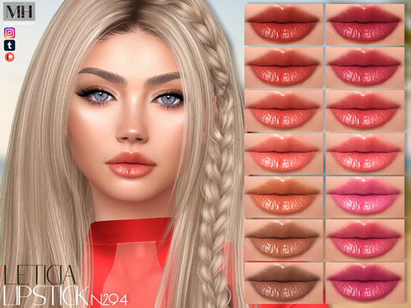 Sims 4 — Leticia Lipstick N294 by MagicHand — Soft lipgloss in 16 colors - HQ Compatible.