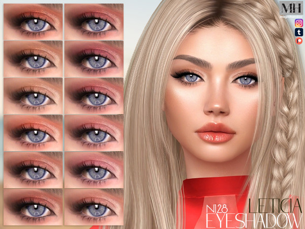 Sims 4 — Leticia Eyeshadow N128 by MagicHand — Soft Peach Rose Eye Makeup in 16 colors - HQ Compatible.