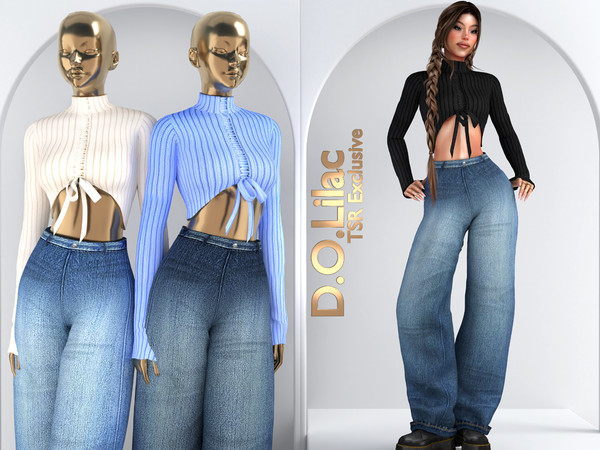 Sims 4 — Street Casual Set DO125 by DOLilac — Includes: (Top + Bottom)