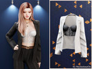 Sims 4 — Structured blazer top with lace corset by MysteriousOo — Elegant top combines a tailored blazer silhouette with