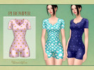 Sims 4 — Pajama Romper by xCarolaSimsx — Casual nightwear, short sleeves, slim fit. Females Teen to Elder Full Body