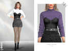 Sims 4 — CORSET SWEATER by ZNsims — corset, sweater, leather, wool, figure-hugging